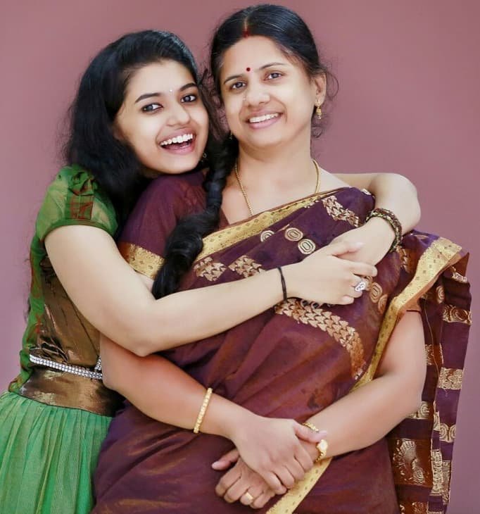 with her mother